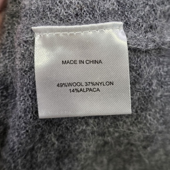 Quince Sweater Womens Large Gray Wool Alpaca Blend Mock Neck Pullover Knit - Picture 9 of 12